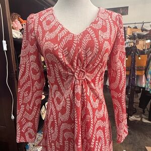 Vintage 1970s Disco Groovy Maxi Dress M Textured Red Polyester Dress Handmade